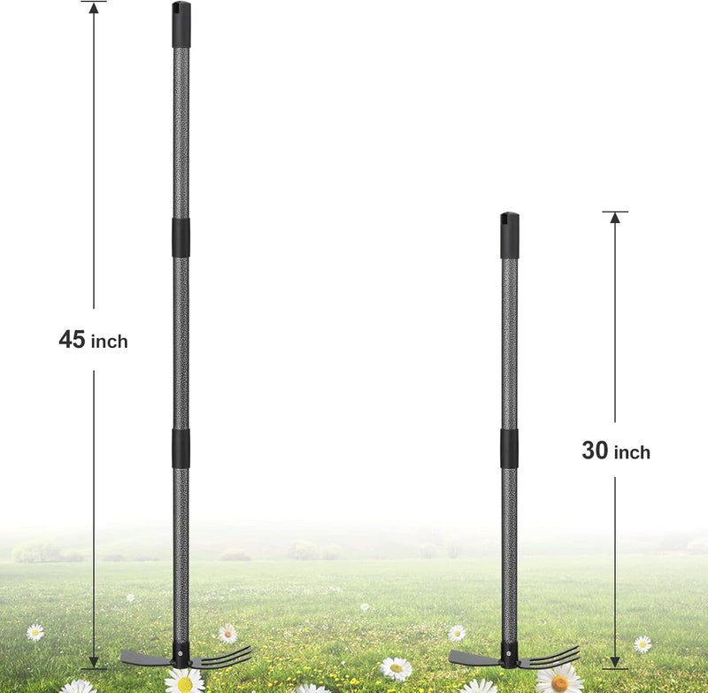 JAOTREL Hoe Garden Tool, 30 Inch Garden Hoe Long Handle for Weeding, Hoe Cultivator 2 in 1 Hand Garden Tools for Gardening Tools Planting - Image 2